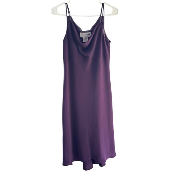 Vtg 1990s Y2K Evan Picone Dark Purple Double Strap Cowl Neck Midi Dress Sz 6 - Picture 1 of 7